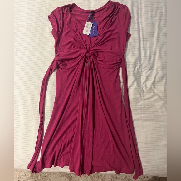 NWT Seraphine maternity wrap front jersey dress fuschia size 6 - Picture 3 of 3